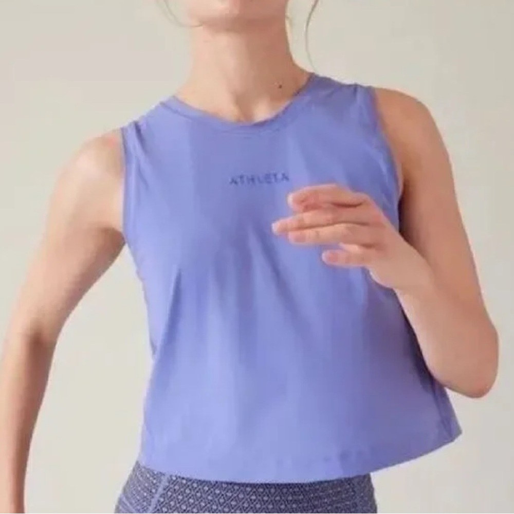Athleta Purple Muscle Tee Crop Top